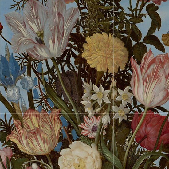 Tegeltableau Vaas met bloemen in venster - Ambrosius Bosschaert de Oude