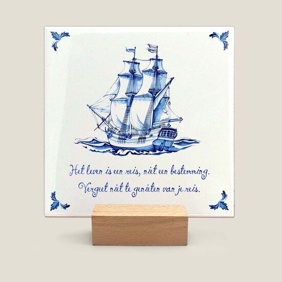 Delfts Blauw tegeltje - Schip