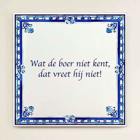 Delfts Blauw tegeltje - Boers