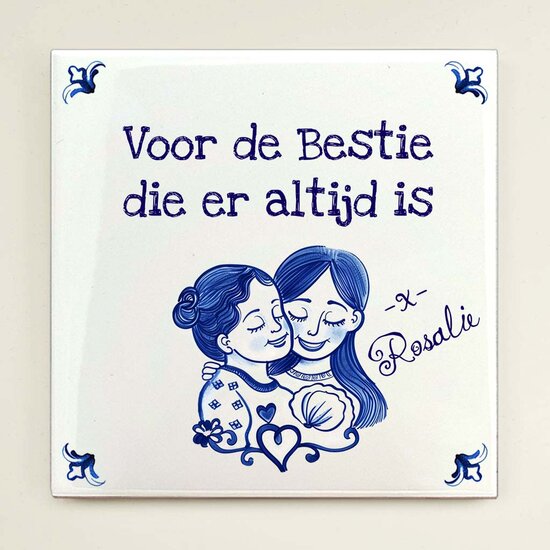 Delfts Blauw tegeltje - Besties