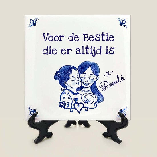 Delfts Blauw tegeltje - Besties