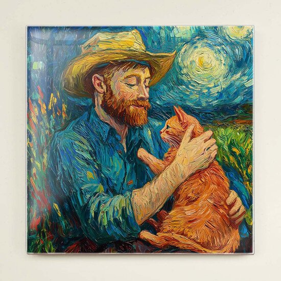 Tegeltje - van Gogh met kat