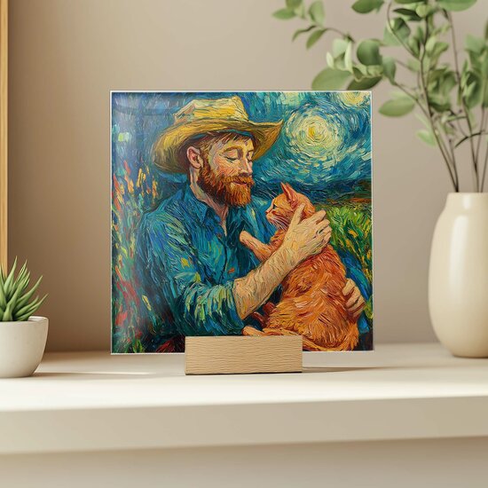 Tegeltje - van Gogh met kat