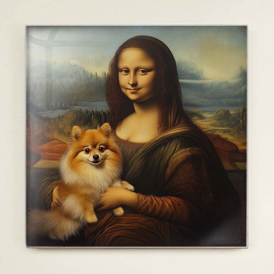 Tegeltje - Mona Lisa met hondje